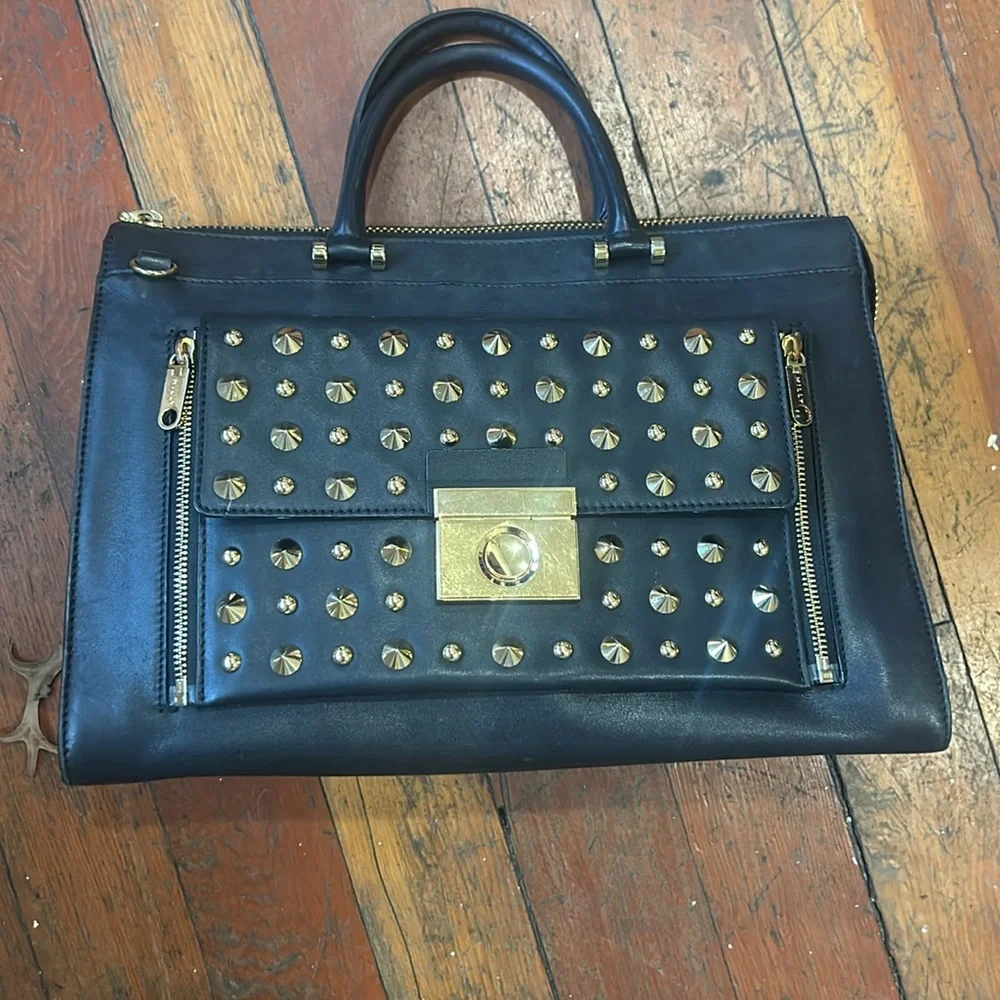 ⭐️Milly two-in-one Black Leather Studded Tote